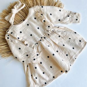 Musselinkleid „Dots“ mit Stirnband
